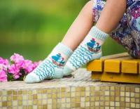 Носки Бабушкины носки размер 26-28, белый, голубой