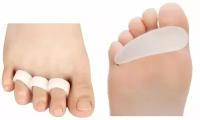 Силиконовые разделители для пальцев ног / Корректор стопы на указательный, средний, безымянный пальцы ног, 1 пара