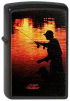 Оригинальная бензиновая зажигалка ZIPPO 218 FISHERMAN с покрытием Black Matte - Рыбак