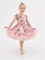 Платье Laura, нарядное, флористический принт, размер 140, розовый