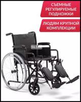 Кресло-коляска для инвалидов механическая Армед H 002, ширина сиденья 56,5 см, колеса (передние/задние): литые/литые, цвет: черный