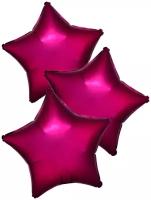 Набор воздушных шаров Anagram звёзды Сатин, Гранатовый, 46 см, 3 шт
