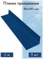 Планка примыкания для кровли 2м (140х90 мм) 5 штук Угол наружный металлический (RAL 5005) сигнальный синий