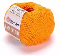 Пряжа для вязания YarnArt Baby Cotton (Бэби Коттон) - 1 моток 425 апельсин, для детских вещей и амигуруми, 50% хлопок, 50% акрил, 165 м/50 г