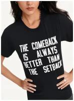 Футболка DKNY XS черная унисекс с надписью на груди The Comeback Is Always Better Than The Set Back
