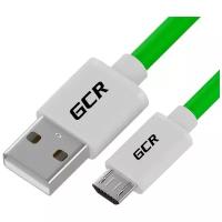 GCR QC Кабель 1.0m MicroUSB, быстрая зарядка, зеленый TPE, белые коннекторы, 28/22 AWG