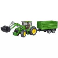 Трактор Bruder John Deere 7930 с погрузчиком и прицепом 03-055 1:16, 80.5 см