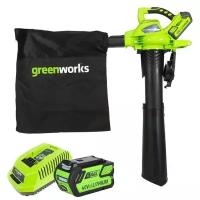 Аккумуляторный садовый пылесос Greenworks GD40BVK4, 40 В