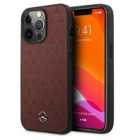 Чехол Mercedes Genuine leather Stars Hard для iPhone 13 Pro Max, цвет Красный (MEHCP13XPSQRE)