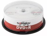 Диски DVD+R SONNEN, 4,7 Gb, 16x, Cake Box (упаковка на шпиле), комплект 25 шт, 513532