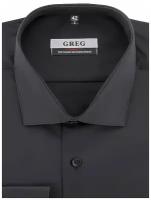 Рубашка мужская длинный рукав GREG 340/119/BLK, Прямой силуэт / Сlassic fit, цвет Черный, рост 186-194, размер ворота 45