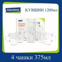 Набор посуды Glasslock IG-667 (кувшин 1200ml + 4 чашки 375ml)