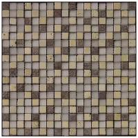 Мозаика из стекла травертина и агломерата Natural Mosaic BDA-1523 серый бежевый квадрат