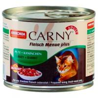 Влажный корм для кошек Animonda Carny Fleisch Menue plus, беззерновой, с индейкой, с кроликом (паштет)