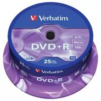 Verbatim Диск Диски DVD+R 4.7Gb 16х, 25 шт, Cake Box 43500