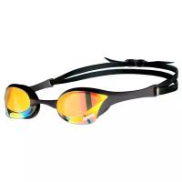 Очки для плавания Arena Cobra Ultra Swipe Mirror Professional, золотисто-черные, стартовые, не потеющие,зеркальные