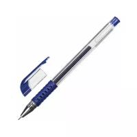Ручка гелевая с грипом STAFF Basic Needle, синяя, игольчатый узел 0,5 мм, линия письма 0,35 мм, 143678 7 шт