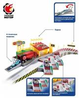 Трек с 4 машинками и пусковым устройством Пламенный мотор Пит-стоп 870711