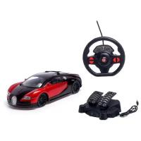 Машинка гоночная Ferrari на пульте руль с педалями управления, машина на радиоуправлении, радиоуправляемая, игрушечная, детская, игрушка, цвет синий
