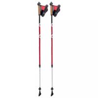 Палки для скандинавской ходьбы ECOS Nordic регулируемые 85-135 см, двухсекционные, алюминиевые, 1 пара, красные