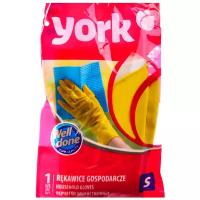 Перчатки York хозяйственные, латексные, 1 пара, размер S, цвет желтый