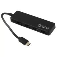 USB-концентратор 5bites HB34C-311, разъемов: 4, 10 см, черный