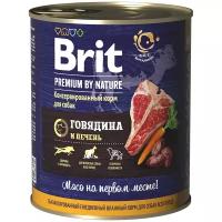 Brit Premium by Nature консервы для собак (паштет) Говядина и печень, 850 г. упаковка 6 шт