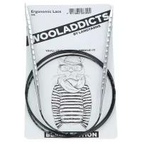 Спицы круговые супергладкие WOOLADDICTS Ergonomic Lace №6,5, 80 см латунь, пластик серебристый*