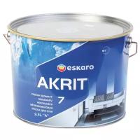 Краска моющаяся Eskaro Akrit 7 база А белая 9,5 л