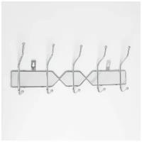 Вешалка настенная Доляна «Белый мрамор», на 5 двойных крючков, 41,5×16×5,5 см