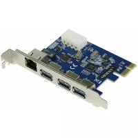 Контроллер PCIe x1 v2.0 (VL805+AX88179) USB 3.2 Gen1x1, 3xUSB-A + RJ45 Gigabit Ethernet | ORIENT VA-3U3A88PE oem