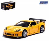 Машина металлическая CHEVROLET CORVETTE C6-R, 1:32, открываются двери, инерция, цвет жёлтый