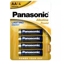 Батарейки Panasonic Alkaline Power AA/LR06, в упаковке: 4 шт. Пальчиковые в фонарь, часы, мышку, игрушкиЕ