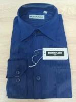Рубашка школьная BOSSADO, прямой силуэт, на пуговицах, длинный рукав, манжеты, размер 30 (5-6 л), цвет: синий
