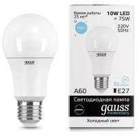 Светодиодная лампа Gauss 23230 LED Elementary A60 10W E27 6500K грушевидная