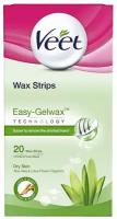 Veet Восковые полоски Easy Gelwax с ароматом зелёного чая для сухой кожи