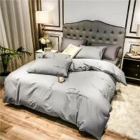 Комплект постельного белья Good Sleep из Сатина Евро Однотонное Хлопок Простыня 220x240 см Серый