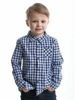 Сорочка для мальчиков Mini Maxi, модель 6087, цвет синий/клетка (110)