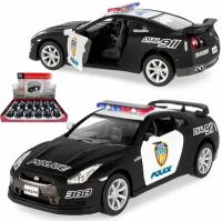 Металлическая машинка игрушка 1:36 2009 Nissan GT-R R35 (Ниссан ГТР) Полицейская 13 см, инерционная