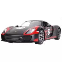 Машинка на радиоуправлении Rastar Porsche 918 Spyder Weissach (арт.70710), 1:14, двери НЕ открываются. Черная