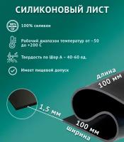 Термостойкая силиконовая резина 100х100х1,5 мм, Siliconium, силикон листовой, для изготовления прокладок, черный