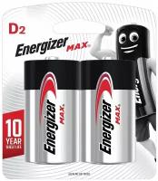 Батарейки ENERGIZER Max, D (LR20, 13А), алкалиновые, комплект 2 шт, блистер, E301533400