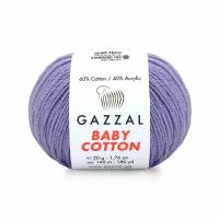 Пряжа Gazzal Baby Cotton (60% хлопок, 40% акрил) 50 г 165 м, 3420 сирень, 1 моток