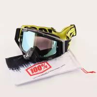Очки защитные для мотоспорта, горнолыжного спорта, сноубординга, экстремального спорта 100% (черный, стекло зеленое, +чехол)