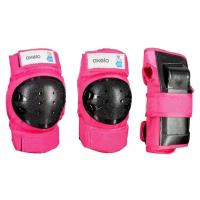 Комплект защиты из 3 эл-тов д/роликов, скейтборда, самоката детский розов. BASIC, Пурпурно-Розовый XS, OXELO X Декатлон