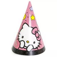 Колпаки Hello Kitty, С Днем Рождения, Розовый, 6 шт