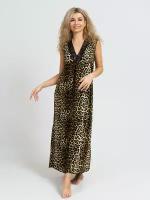 Ночная сорочка с леопардовым принтом длина макси с кружевом размера 60