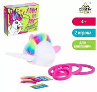 Подвижная игра Лови на рог, карточки и шапка единорог, 1 шт