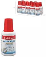 Корректирующая жидкость ErichKrause Arctic White, 20 мл, быстросохнущая, химическая основа, с кисточкой