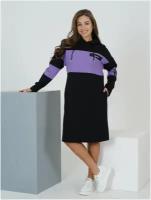 Lovetex.store / Платье спортивное с капюшоном из футера / фиолетовый / размер 52